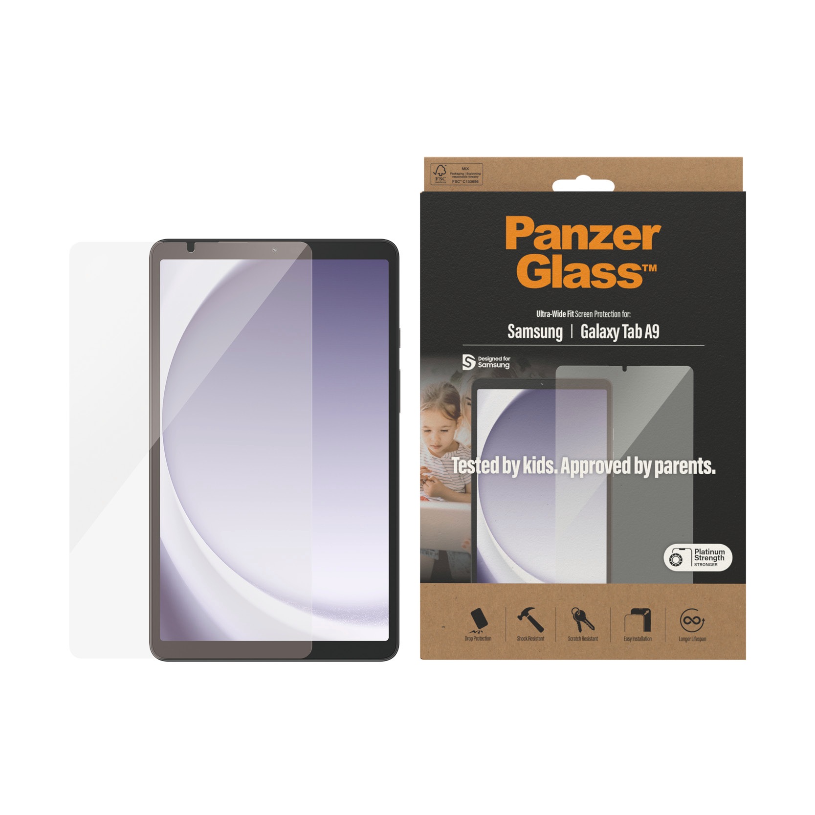 PanzerGlass Displayschutzglas »Ultra Wide Fit Displayschutz«, für Samsung Galaxy Tab A9, Displayschutzfolie, Schutzfolie, Bildschirmschutz, kratz- & stossfest von PanzerGlass