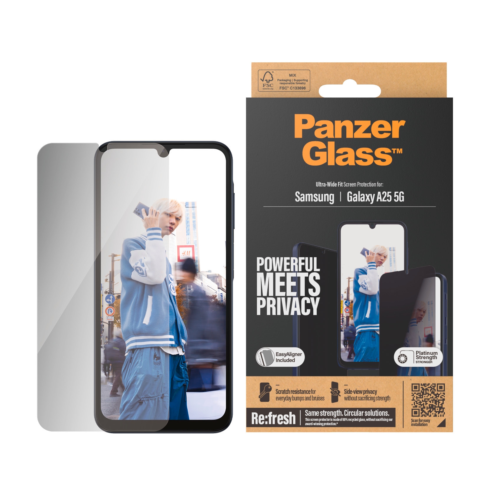 PanzerGlass Displayschutzglas »Ultra Wide Fit Privacy Screen Protector«, für Samsung Galaxy A25 5G, Blickschutz Displayschutzfolie Displayschutz Kratz-& Stossfest von PanzerGlass