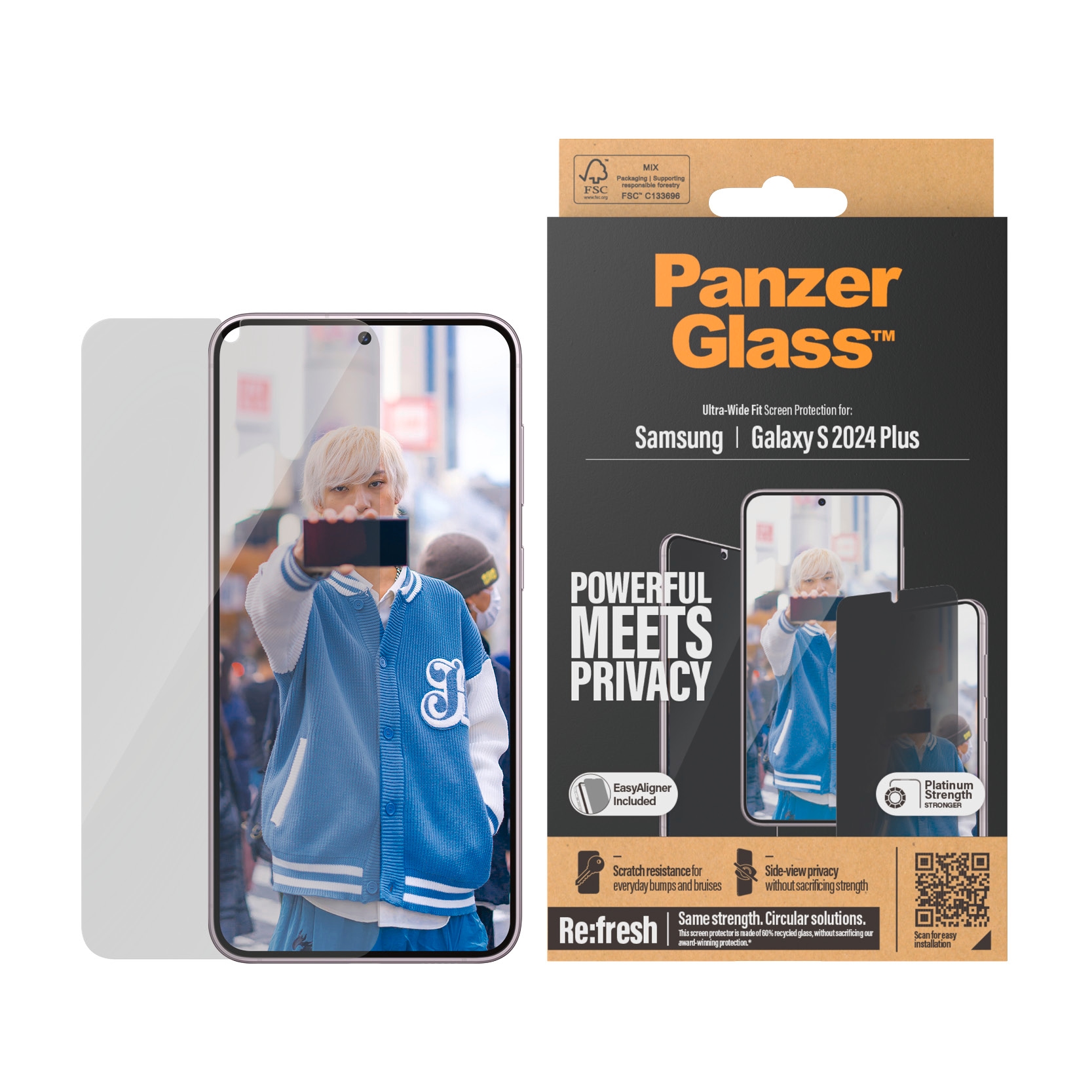 PanzerGlass Displayschutzglas »Ultra Wide Fit Privacy Screen Protector«, für Samsung Galaxy S24+, Displayschutzfolie, stossfest, kratzbeständig von PanzerGlass