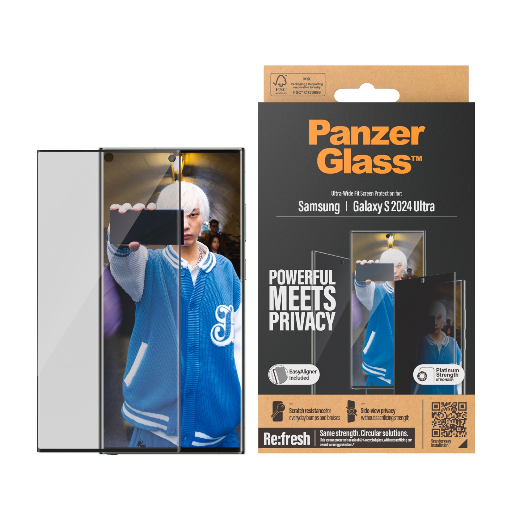 PanzerGlass Displayschutzglas »Ultra Wide Fit Privacy Screen Protector«, für Samsung Galaxy S24 Ultra, Displayschutzfolie, stossfest, kratzbeständig von PanzerGlass