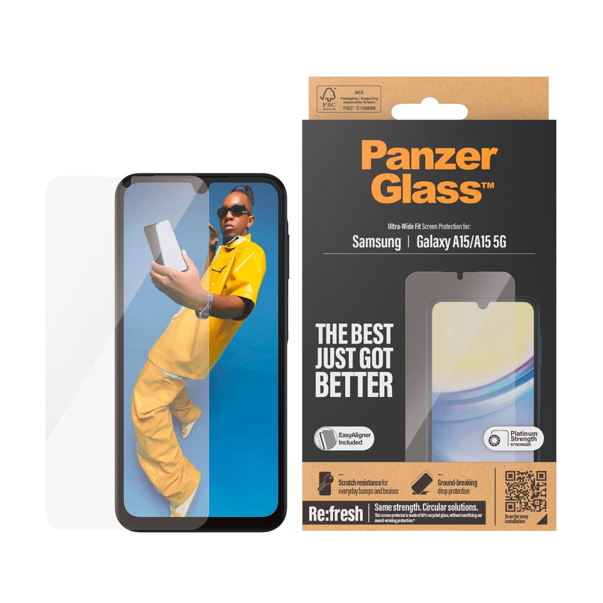 PanzerGlass Displayschutzglas »Ultra Wide Fit Screen Protector«, für Samsung Galaxy A14-Samsung Galaxy A14 5G, Displayschutz, splitterfest, kratzer-resistent, schutzhüllenfreundlich von PanzerGlass