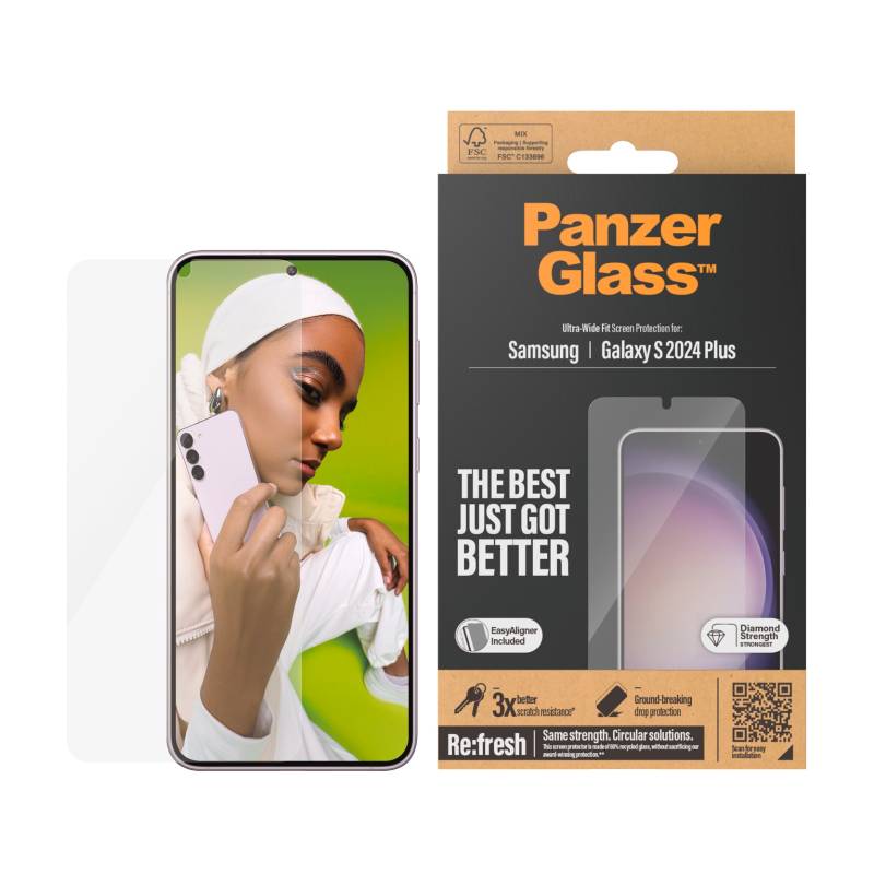 PanzerGlass Displayschutzglas »Ultra Wide Fit Screen Protector«, für Samsung Galaxy S24+, Displayschutzfolie, stossfest, kratzbeständig von PanzerGlass