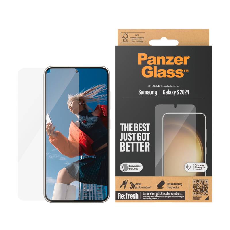 PanzerGlass Displayschutzglas »Ultra Wide Fit Screen Protector«, für Samsung Galaxy S24, Displayschutzfolie, stossfest, kratzbeständig von PanzerGlass