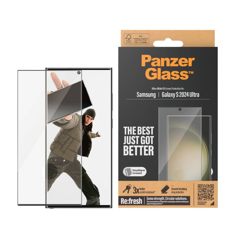 PanzerGlass Displayschutzglas »Ultra Wide Fit Screen Protector«, für Samsung Galaxy S24 Ultra, Displayschutzfolie, stossfest, kratzbeständig von PanzerGlass