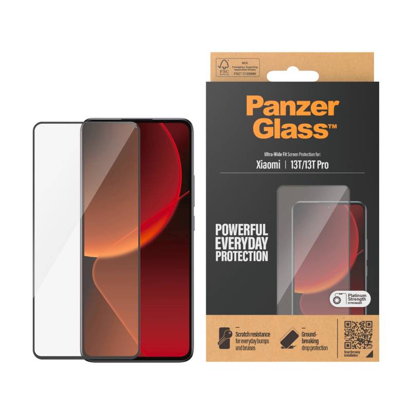 PanzerGlass Displayschutzglas »Ultra Wide Fit Screen Protector«, für Xiaomi 13T-Xiaomi 13T Pro, Displayschutzfolie, Displayschutz, Bildschirmschutz stossfest kratzfest von PanzerGlass