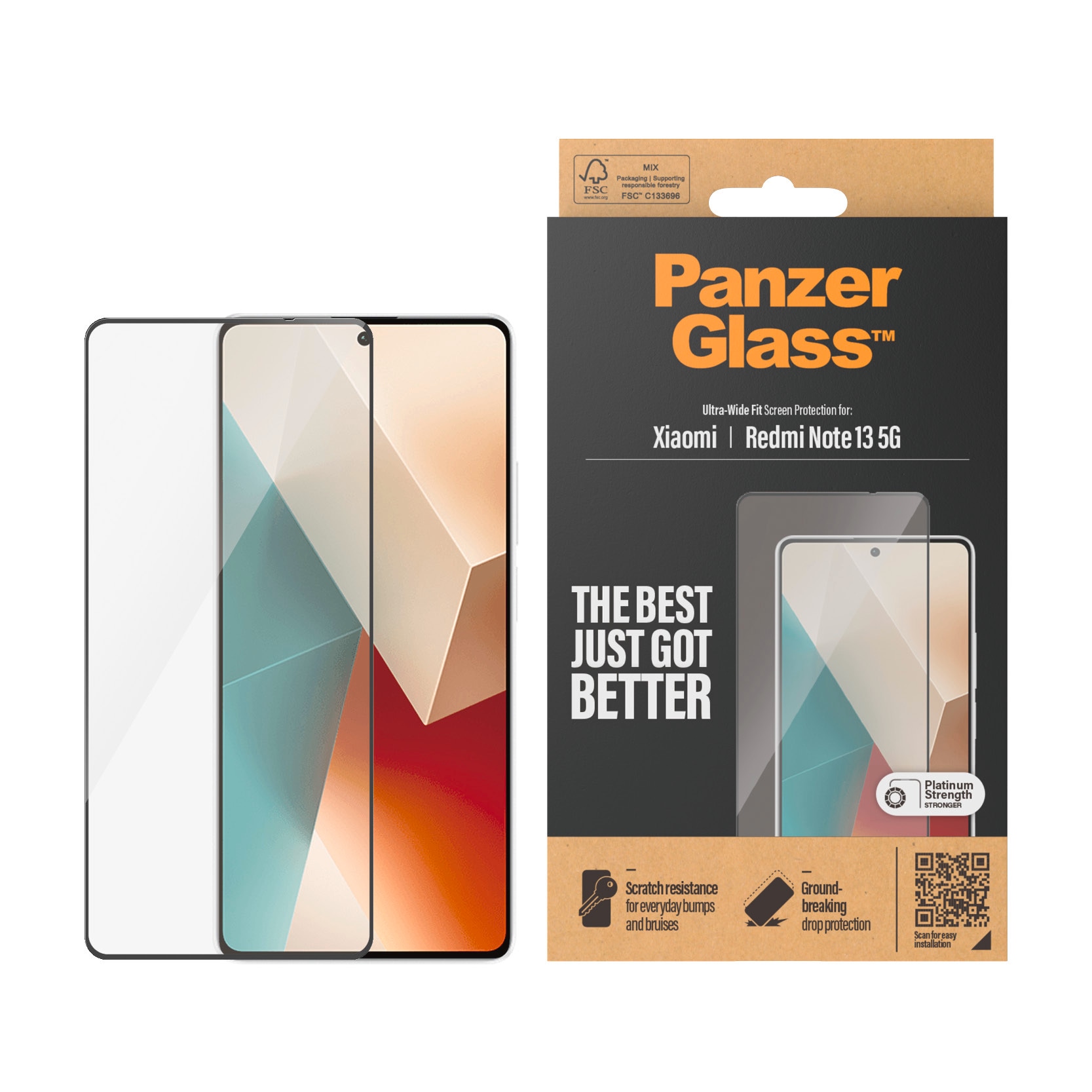 PanzerGlass Displayschutzglas »Ultra Wide Fit Screen Protector«, für Xiaomi Redmi Note 13 5G, Displayschutzfolie, Displayschutz, Bildschirmschutz stossfest kratzfest von PanzerGlass