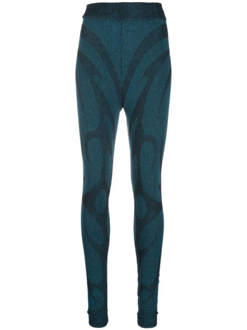 Paolina Russo ribbed-knit virgin wool leggings - Blue von Paolina Russo