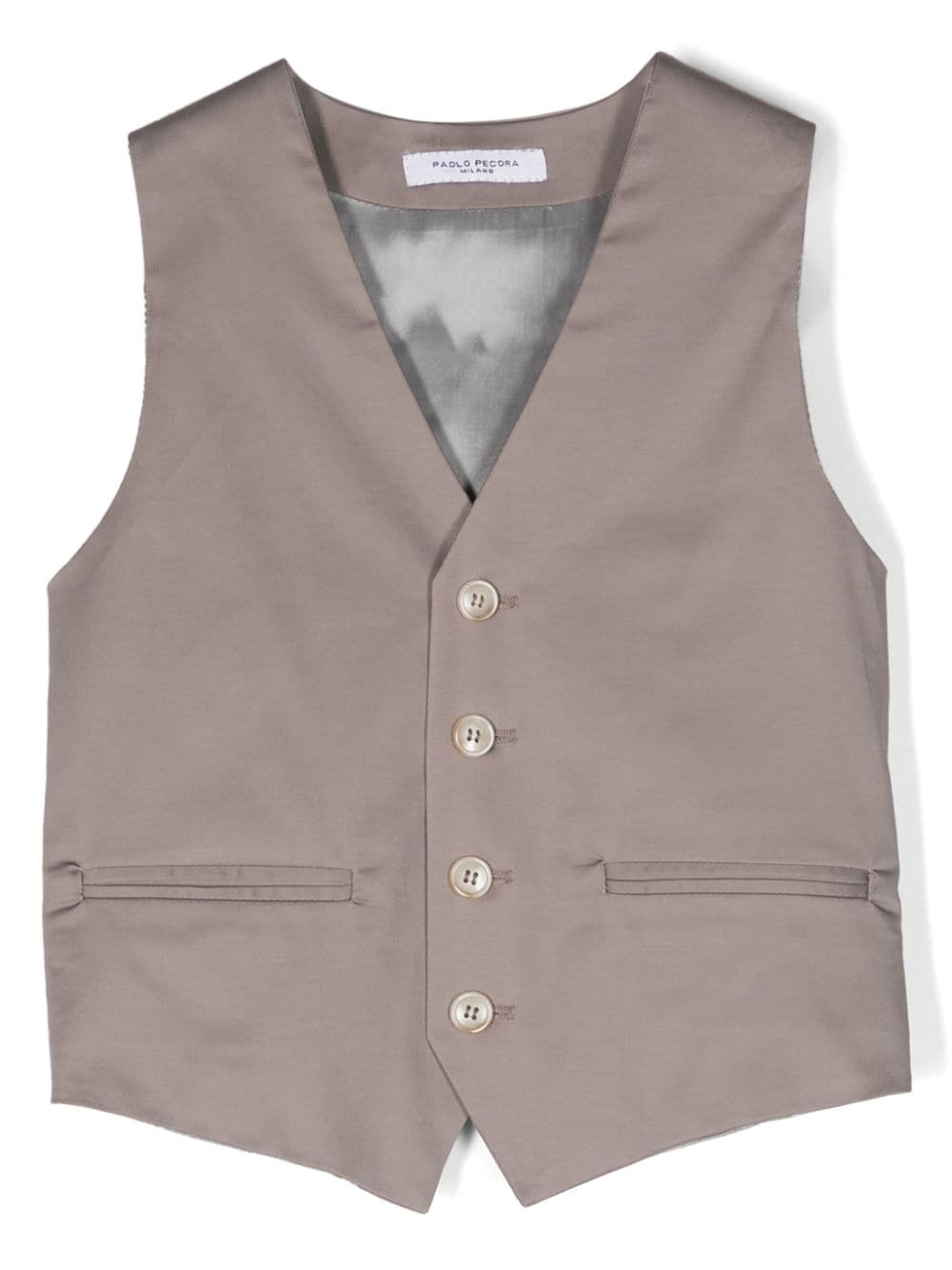 Paolo Pecora Kids V-neck stretch-cotton waistcoat - Grey von Paolo Pecora Kids