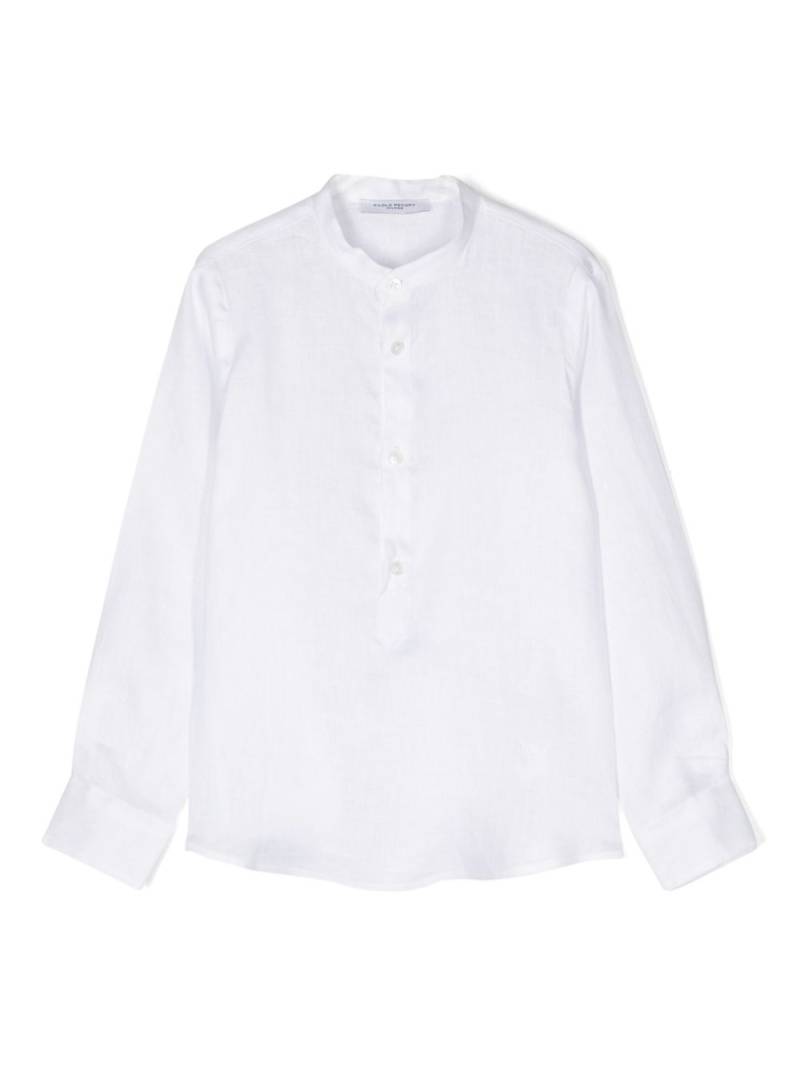 Paolo Pecora Kids band-collar linen shirt - White von Paolo Pecora Kids