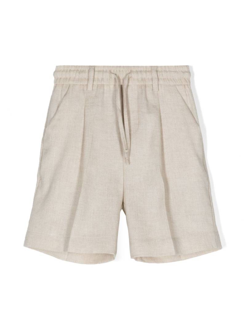 Paolo Pecora Kids dart-detail linen blend shorts - Neutrals von Paolo Pecora Kids