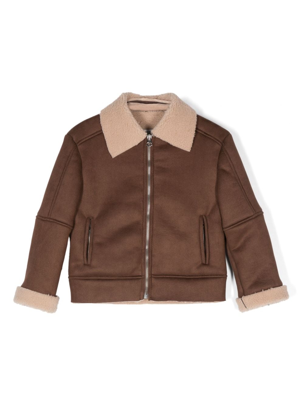 Paolo Pecora Kids faux shearling-trim jacket - Brown von Paolo Pecora Kids