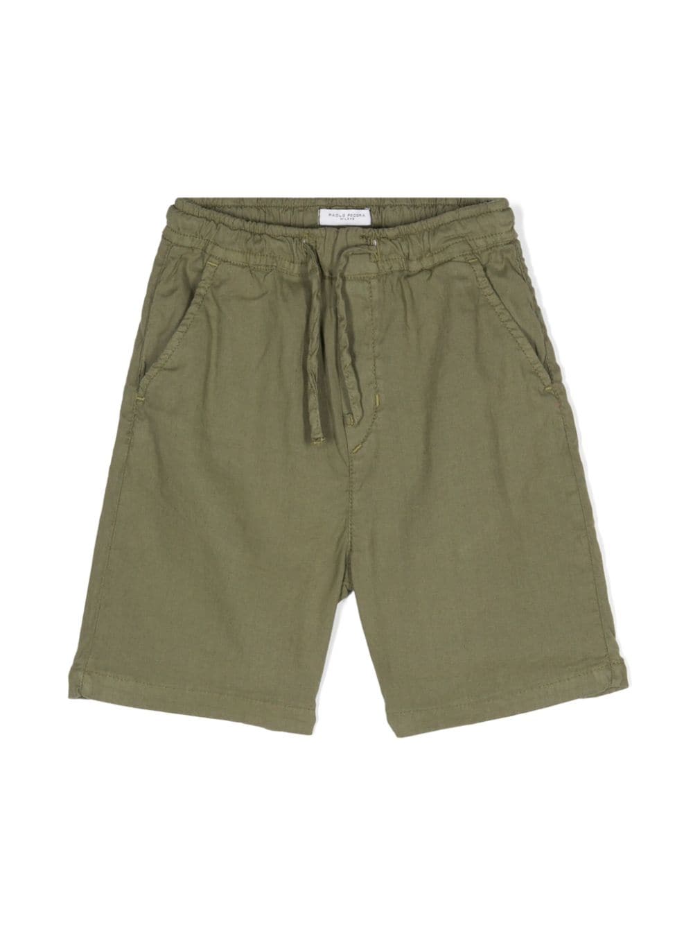 Paolo Pecora Kids interlock-twill linen-blend shorts - Green von Paolo Pecora Kids