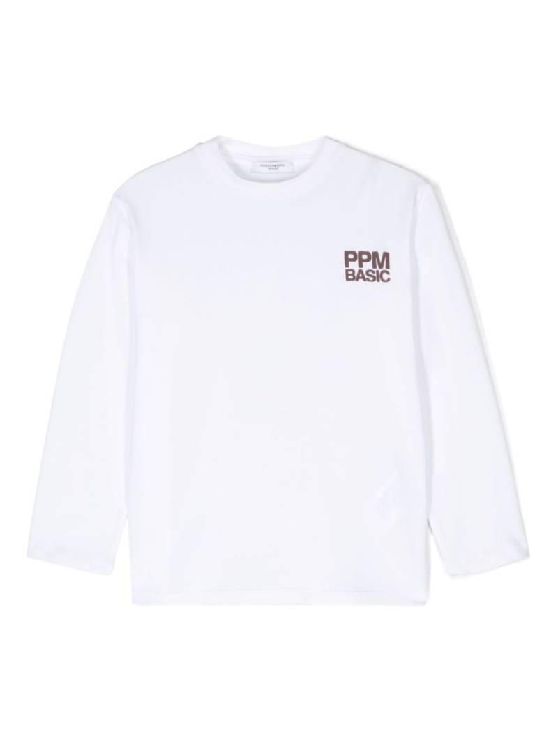 Paolo Pecora Kids logo-appliqué T-shirt - White von Paolo Pecora Kids