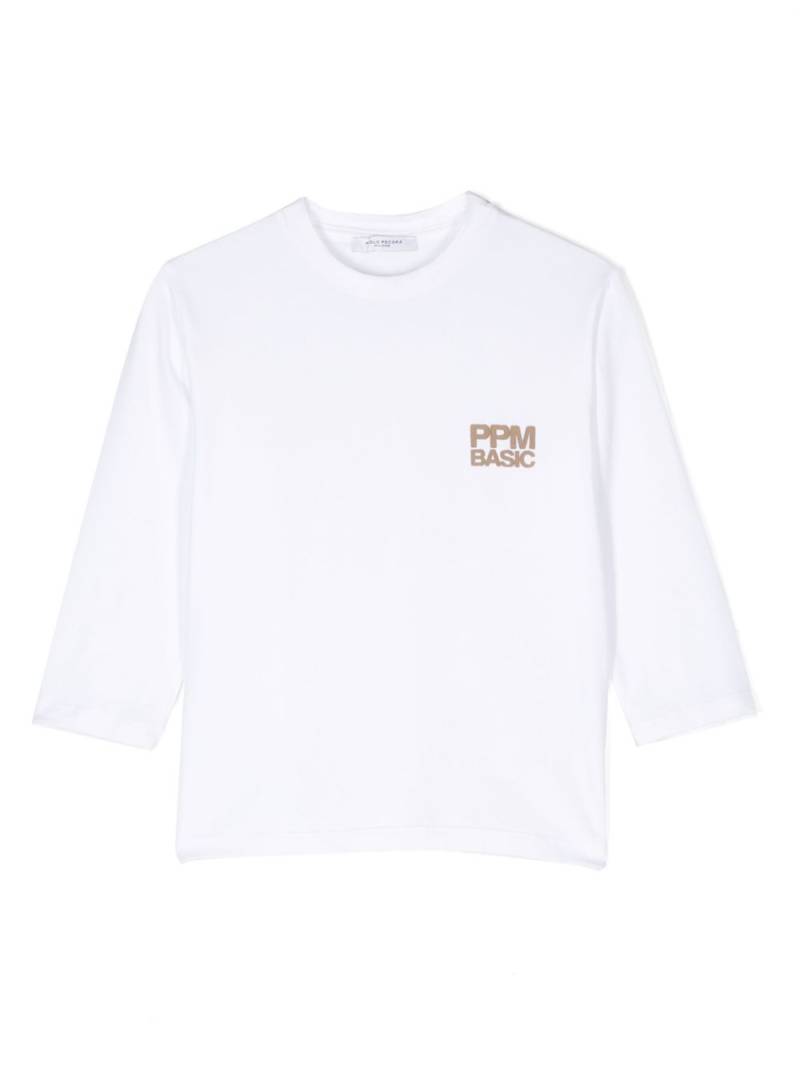 Paolo Pecora Kids logo-appliqué T-shirt - White von Paolo Pecora Kids