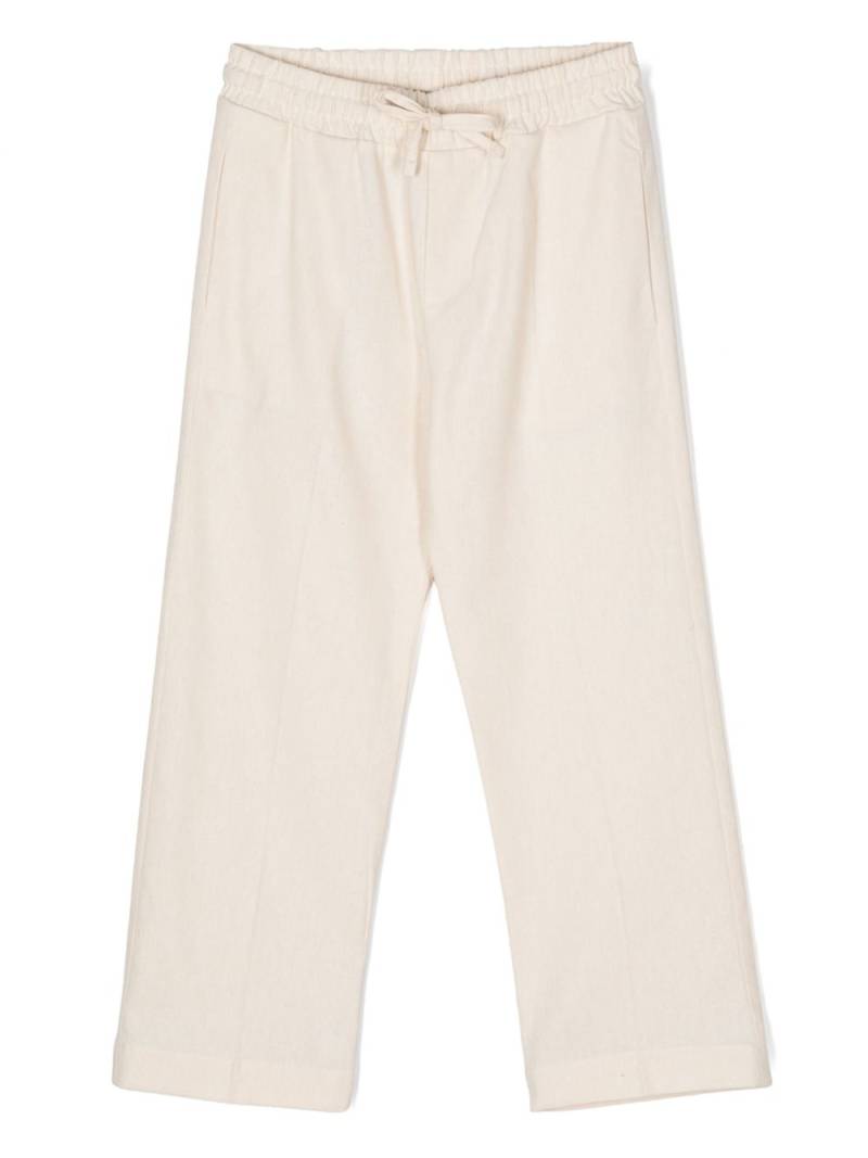 Paolo Pecora Kids logo-printed poplin trousers - Neutrals von Paolo Pecora Kids