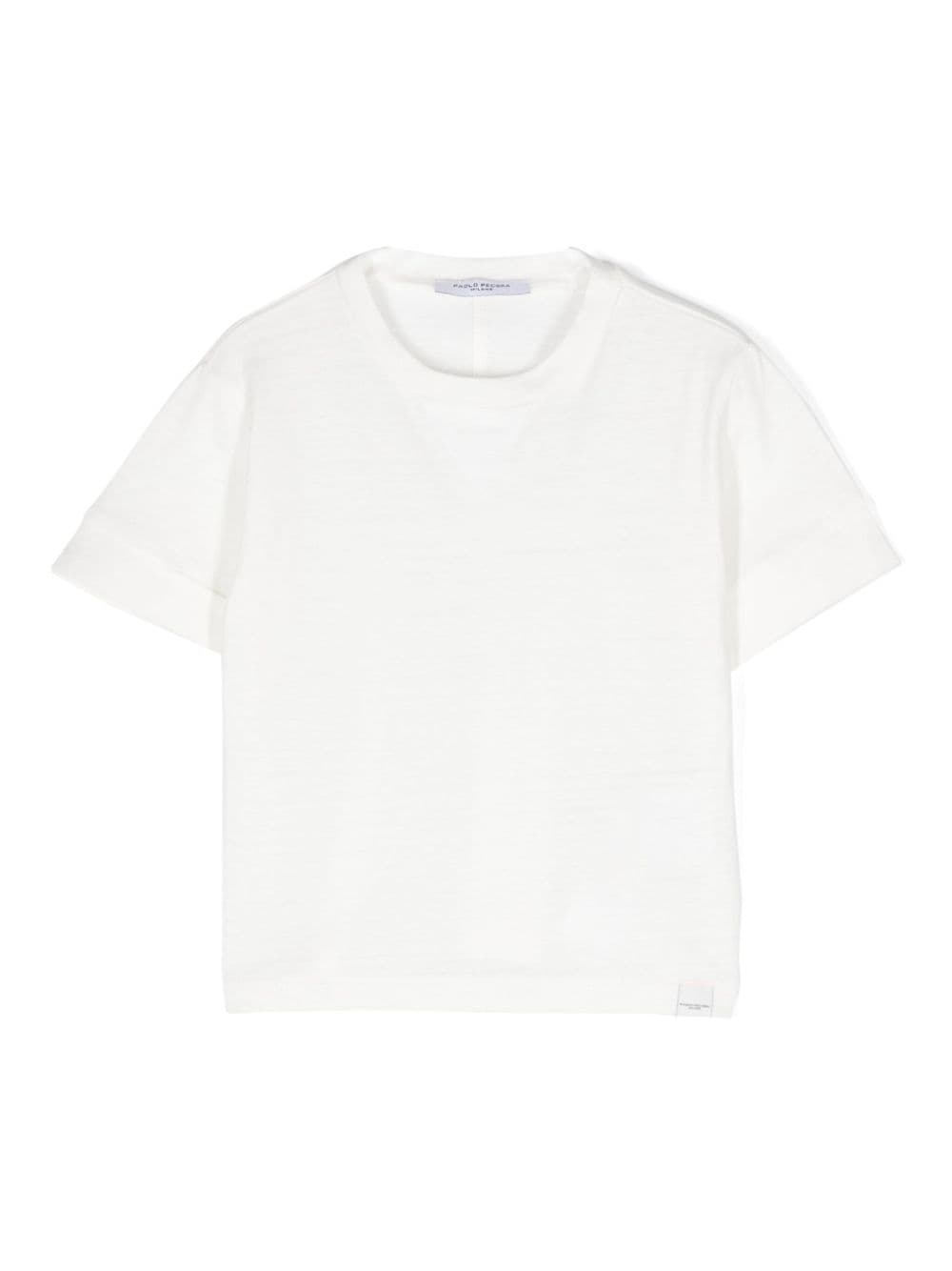 Paolo Pecora Kids panel-detail linen blend T-shirt - White von Paolo Pecora Kids