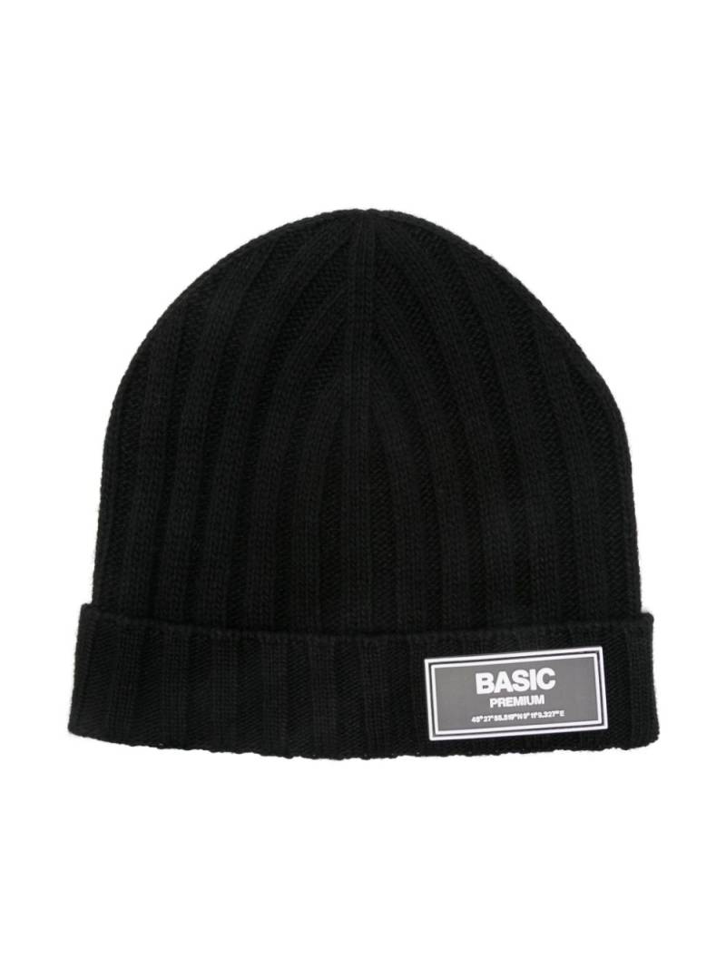 Paolo Pecora Kids rubberised-logo beanie hat - Black von Paolo Pecora Kids