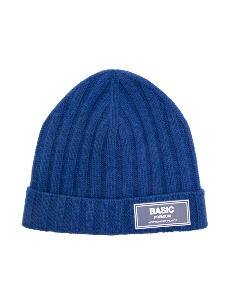 Paolo Pecora Kids rubberised-logo beanie hat - Blue von Paolo Pecora Kids