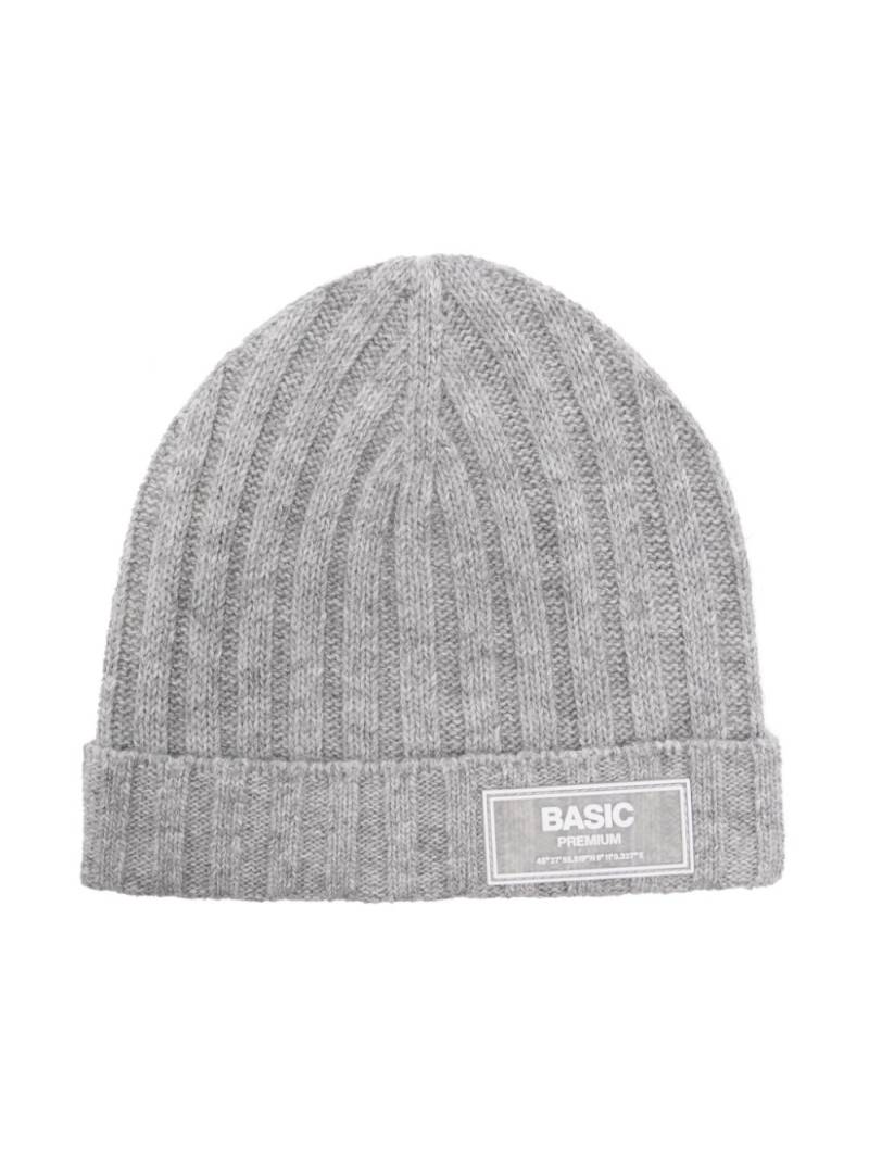 Paolo Pecora Kids rubberised-logo beanie hat - Grey von Paolo Pecora Kids