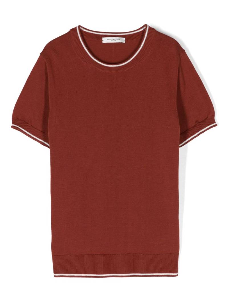 Paolo Pecora Kids stripe-edge cotton T-shirt - Red von Paolo Pecora Kids