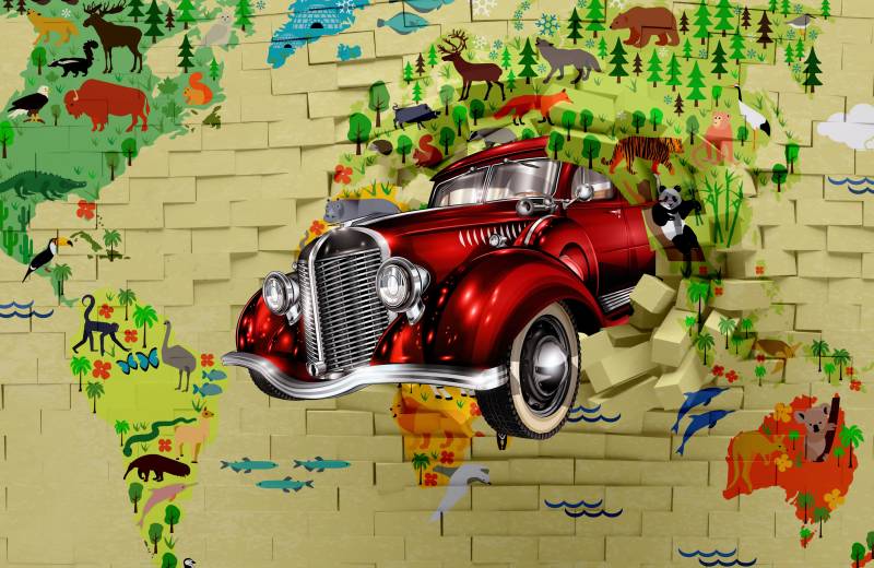 Papermoon Fototapete »3D ABSTRAKT DESIGN-VINTAGE OLDTIMER WANDDEKO XXL« von Papermoon