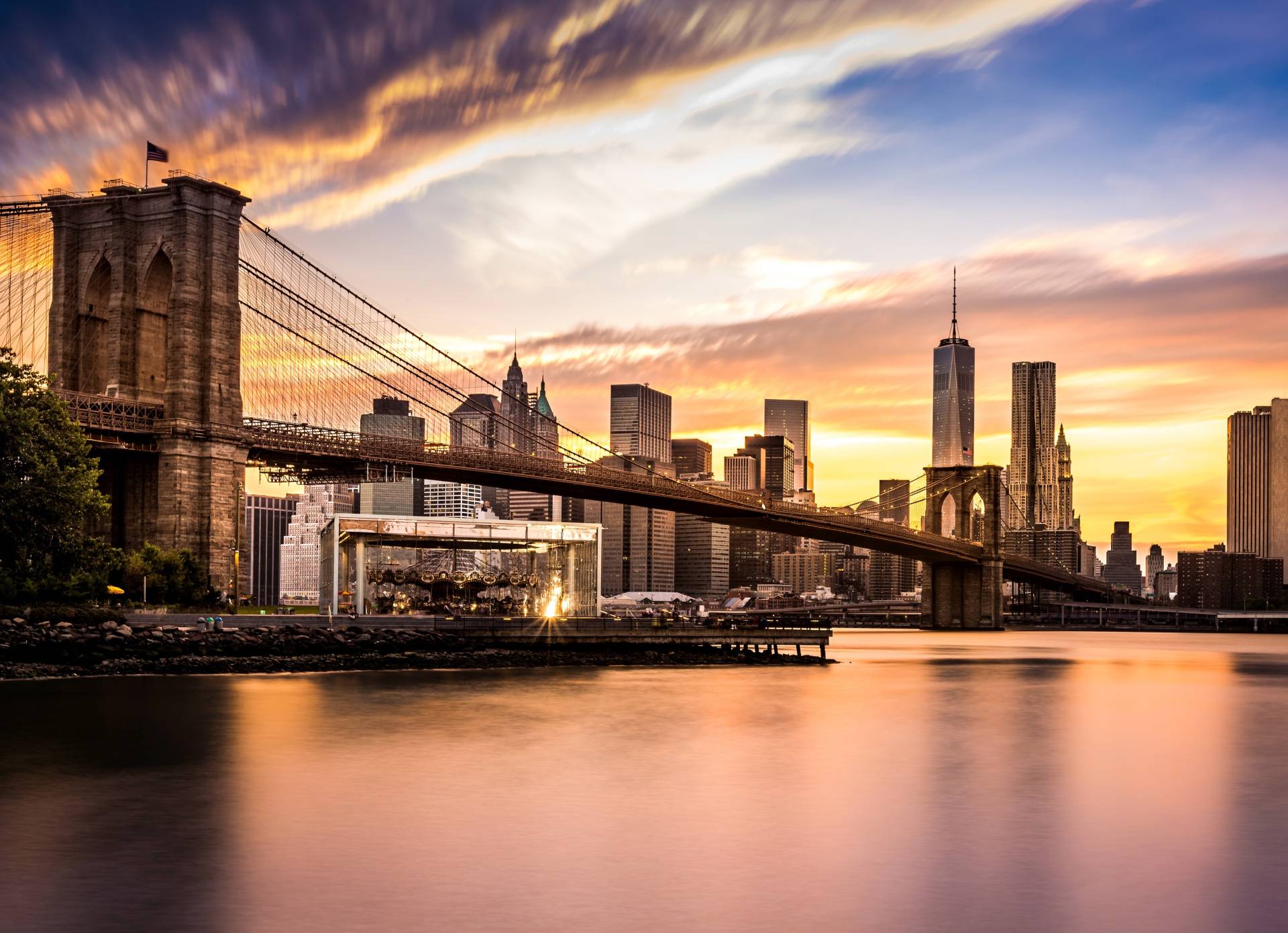 Papermoon Fototapete »Bridge Brooklyn at Sunset« von Papermoon