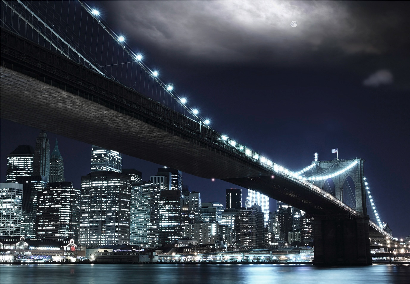 Papermoon Fototapete »Brooklin Bridge by night« von Papermoon