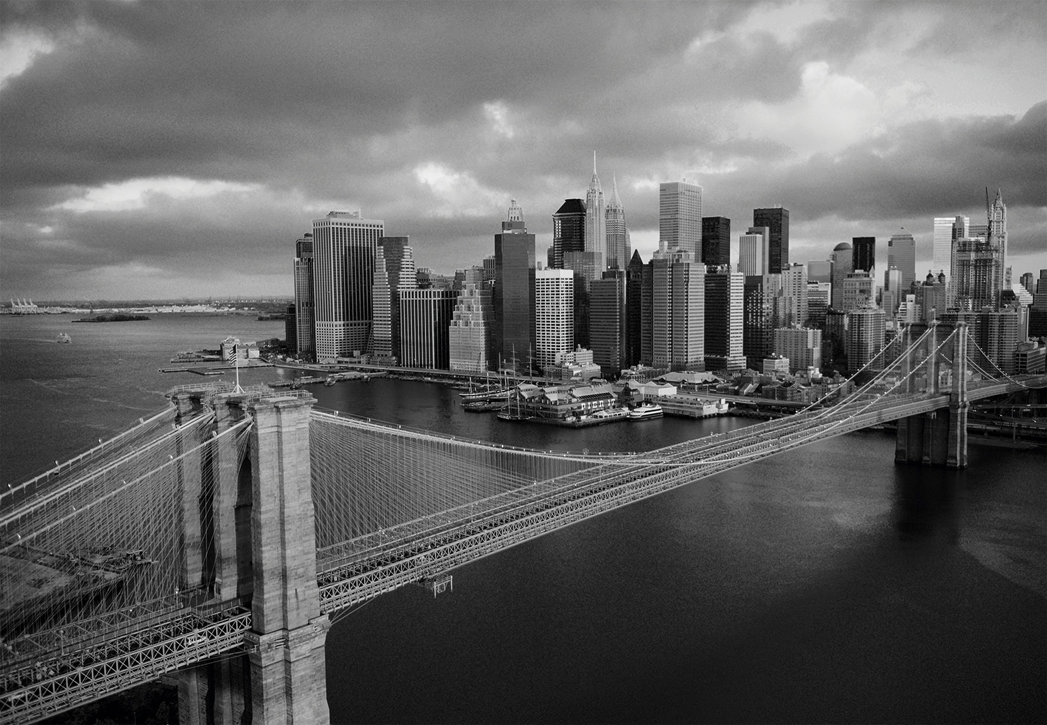 Papermoon Fototapete »Brooklyn Bridge black/white« von Papermoon