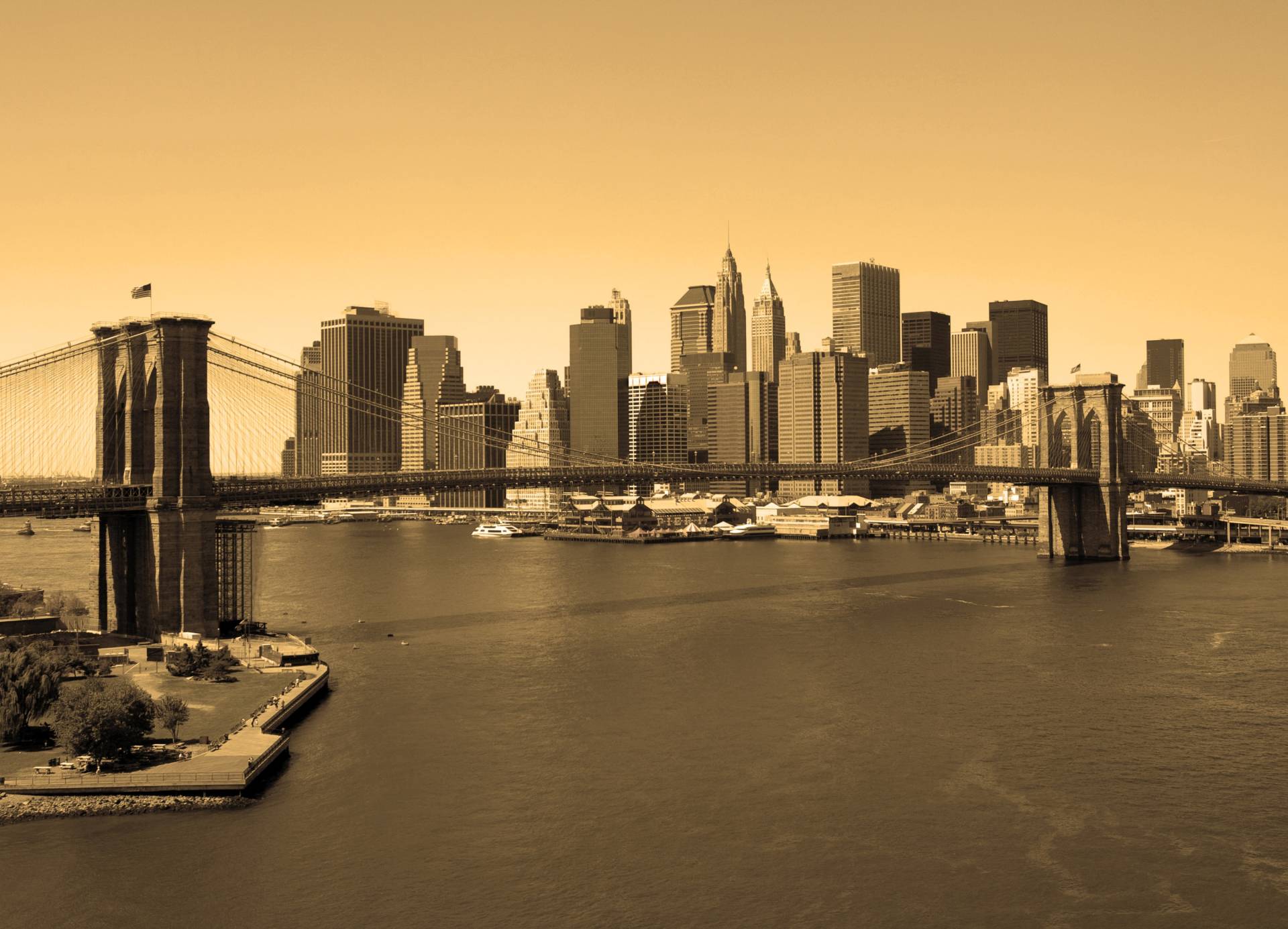 Papermoon Fototapete »Brooklyn Bridge in Sepia« von Papermoon