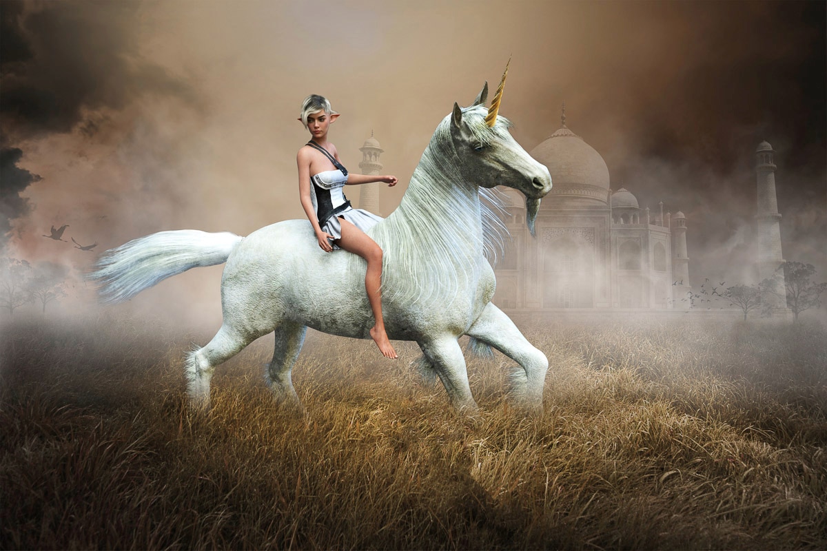 Papermoon Fototapete »Einhorn Fantasy Elf« von Papermoon