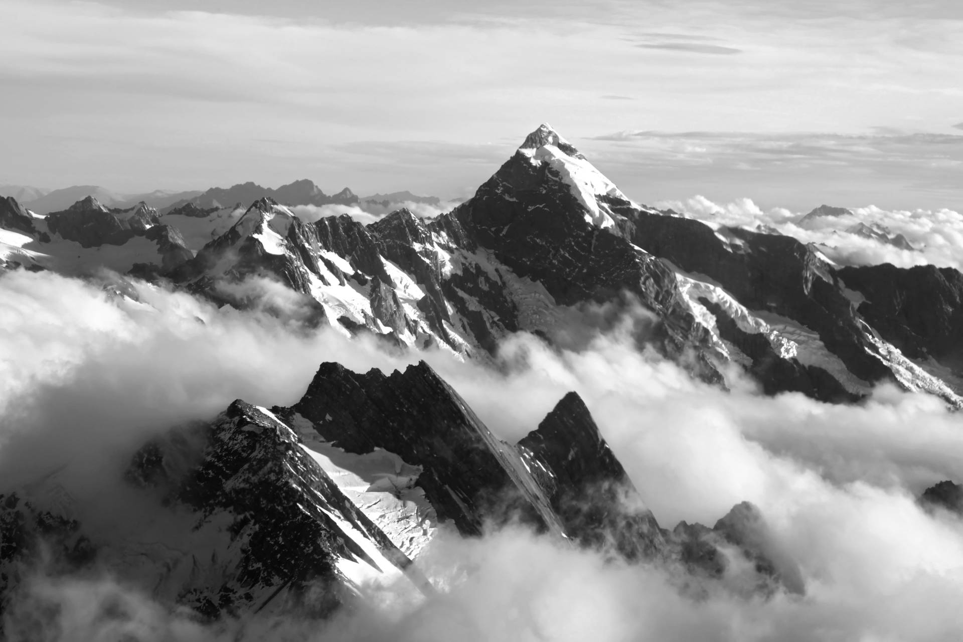 Papermoon Fototapete »Gebirge Schwarz & Weiss« von Papermoon