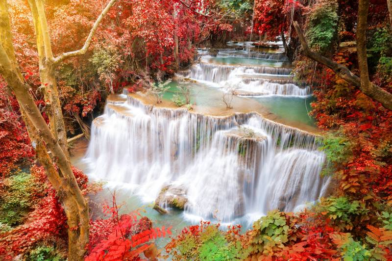 Papermoon Fototapete »Huay Mae Kamin Autumn Waterfall« von Papermoon