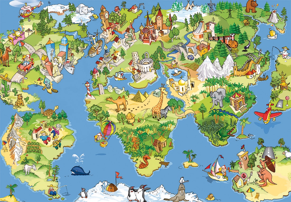 Papermoon Fototapete »Kids World Map« von Papermoon