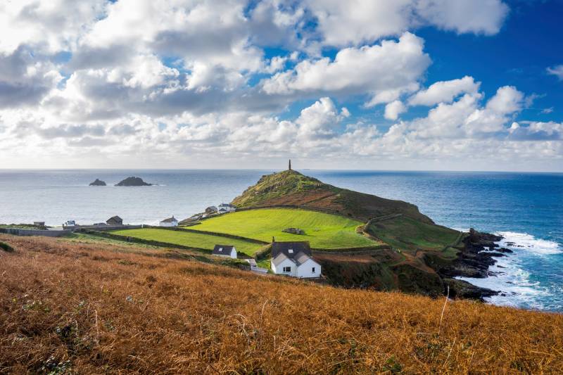 Papermoon Fototapete »LEUCHTTURM-KAP CORNWALL WIESE MEER OZEAN KÜSTE STRAND« von Papermoon