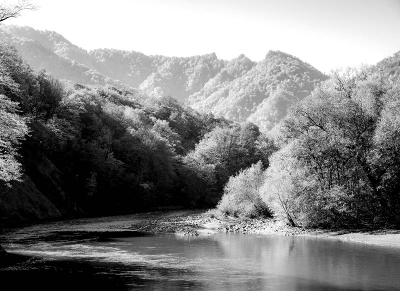 Papermoon Fototapete »Landschaft Schwarz & Weiss« von Papermoon