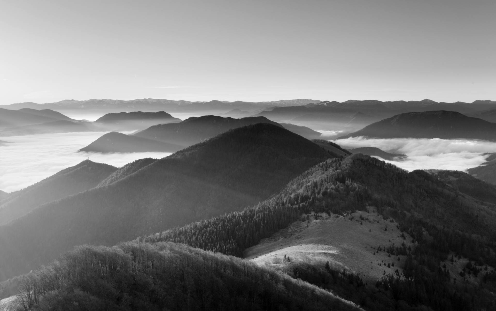 Papermoon Fototapete »Landschaft Schwarz & Weiss« von Papermoon