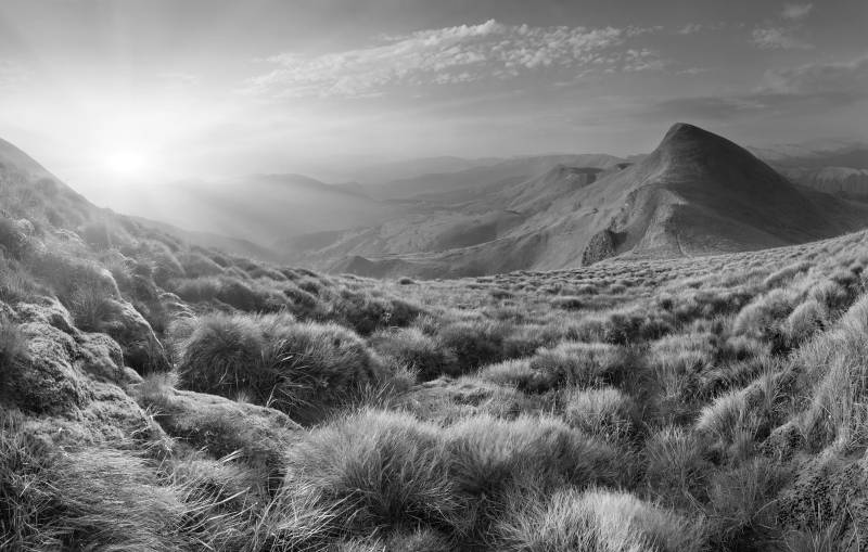 Papermoon Fototapete »Landschaft Schwarz & Weiss« von Papermoon