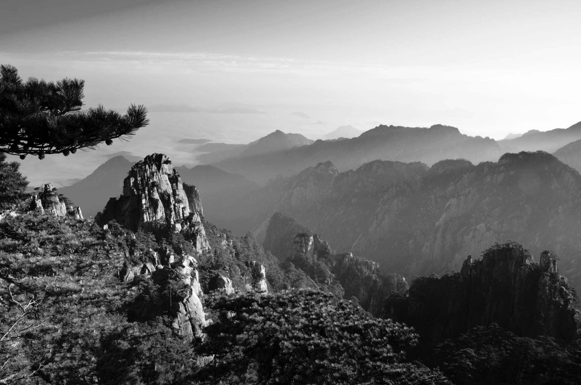 Papermoon Fototapete »Landschaft Schwarz & Weiss« von Papermoon