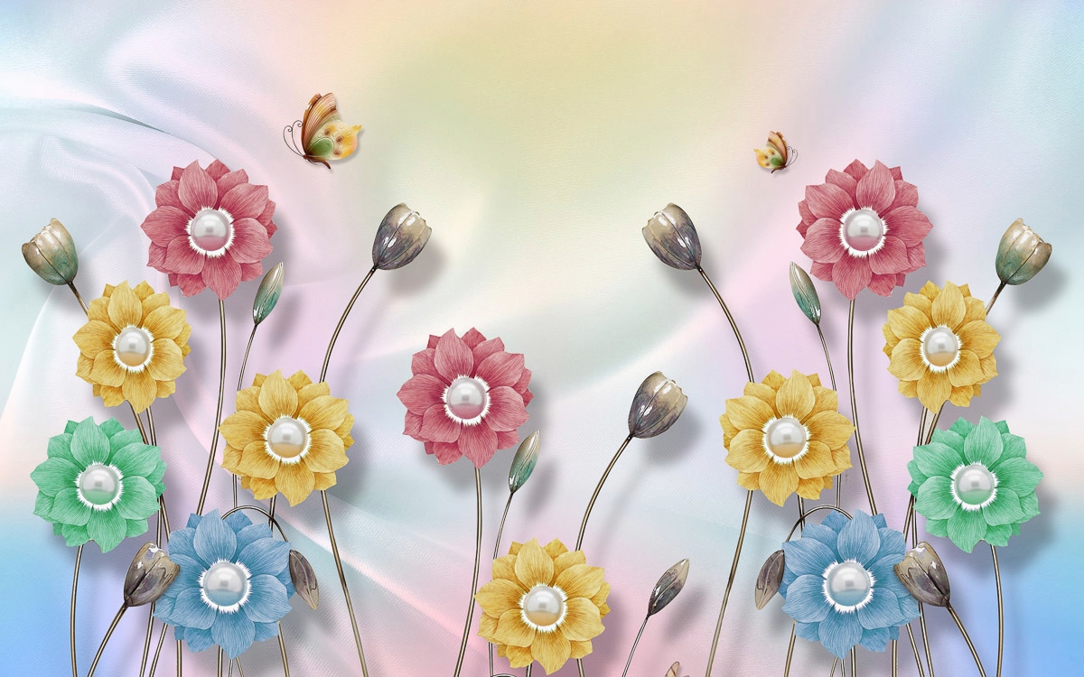 Papermoon Fototapete »Muster mit Blumen« von Papermoon