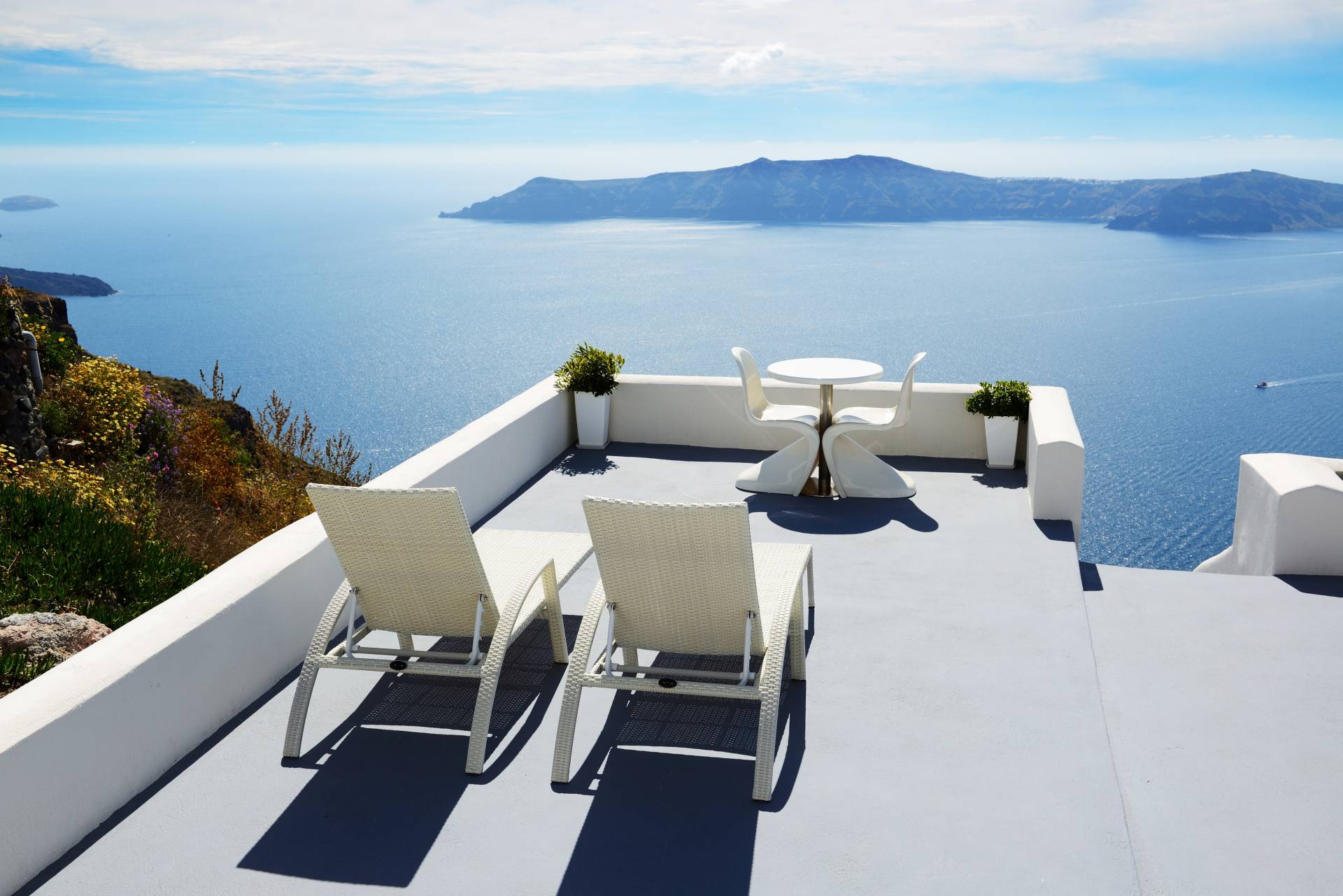 Papermoon Fototapete »Sea View Terrace in Santorini« Papermoon Fototapete »Sea View Terrace in Santorini« von Papermoon