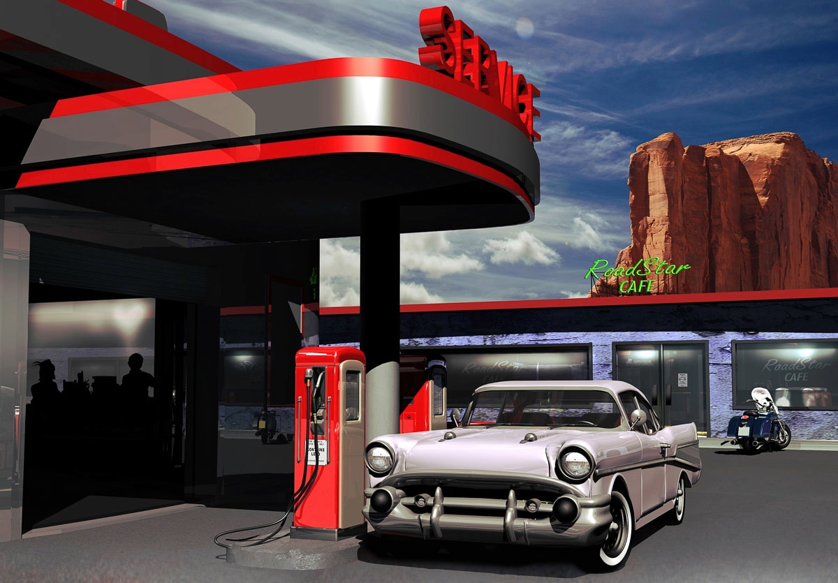 Papermoon Fototapete »Tankstelle« Papermoon Fototapete »Tankstelle« von Papermoon