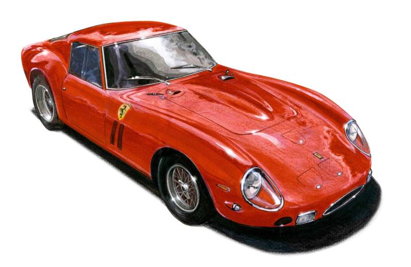 Papermoon Fototapete »VINTAGE 250GTO-AUTO ILLUSTRATION RETRO LUXUS XXL DESIGN« von Papermoon