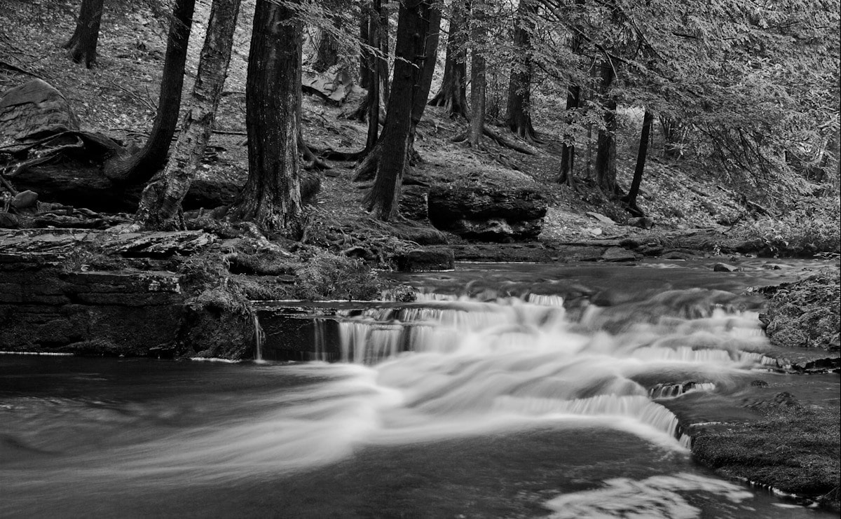 Papermoon Fototapete »Wasserfall Schwarz & Weiss« von Papermoon