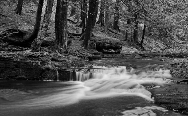 Papermoon Fototapete »Wasserfall Schwarz & Weiss« von Papermoon