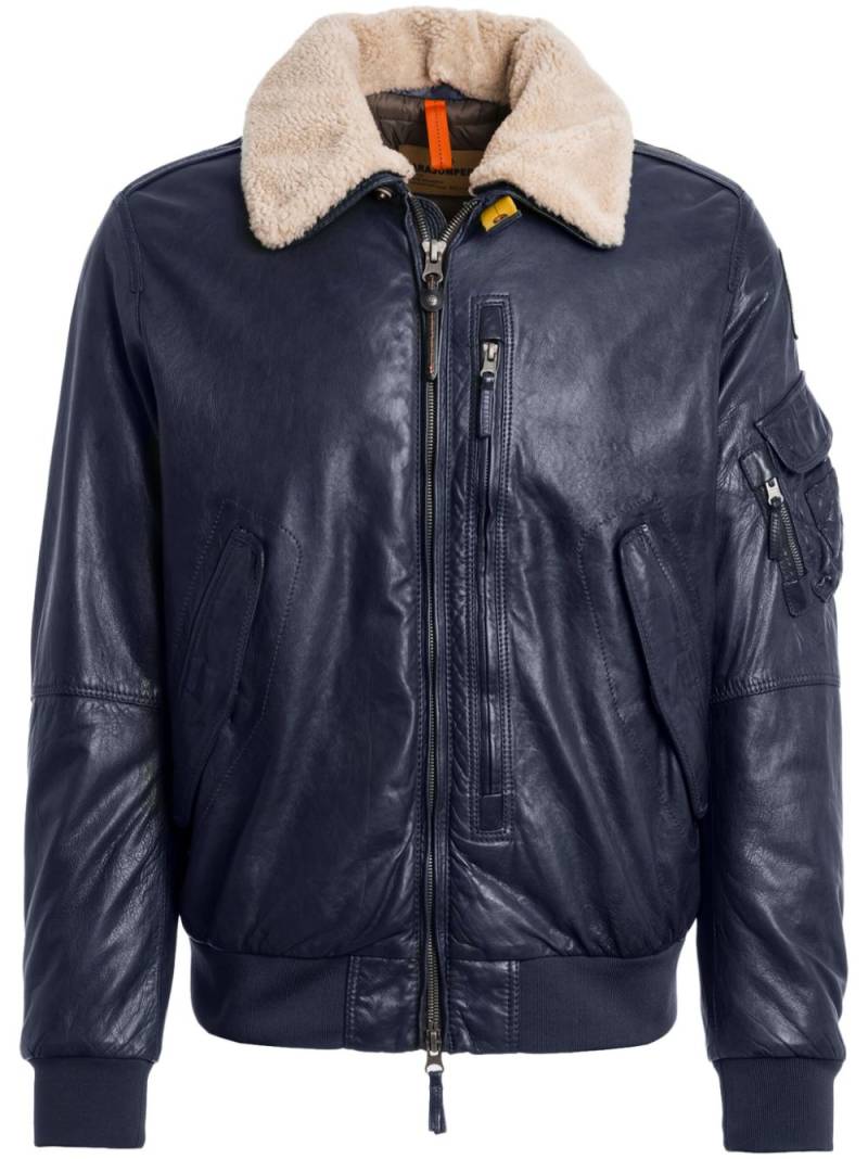 Parajumpers leather bomber jacket - Blue von Parajumpers