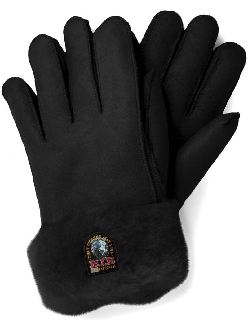 Parajumpers logo-patch shearling gloves - Black von Parajumpers