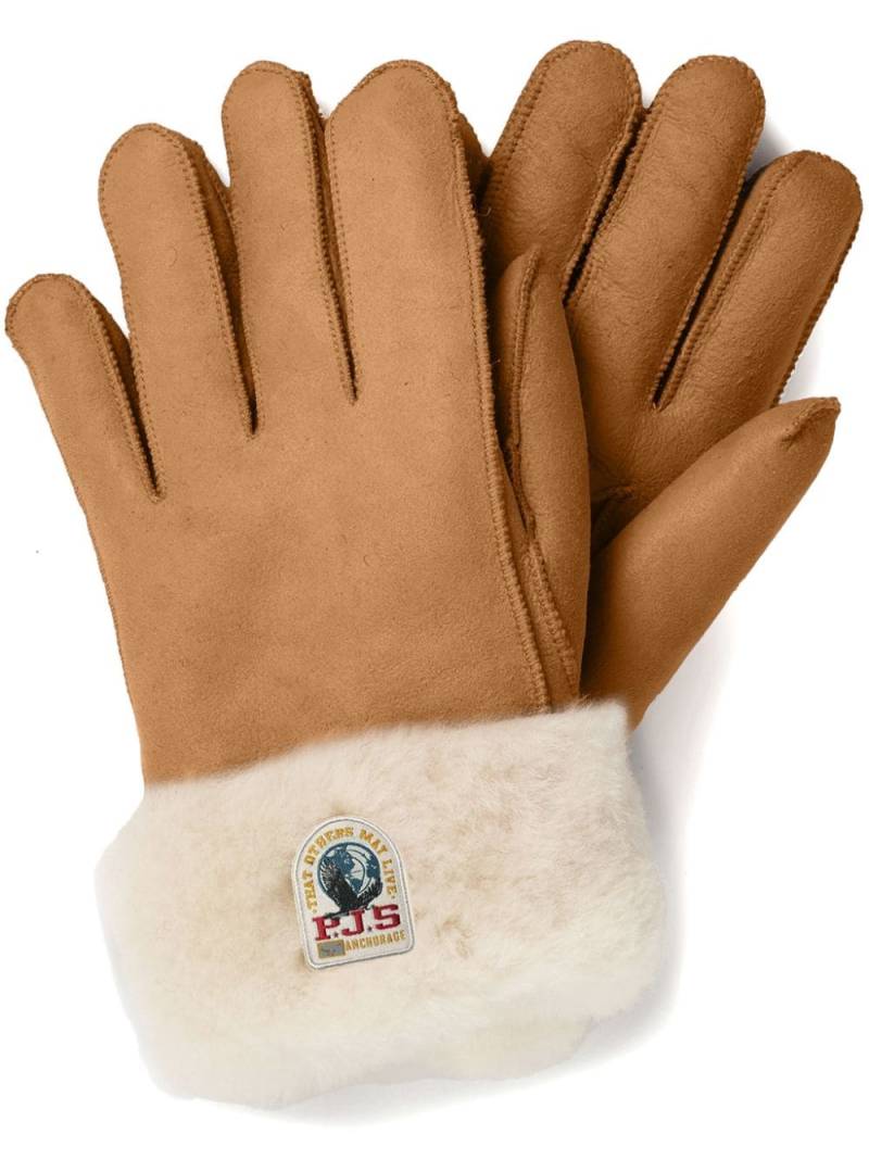 Parajumpers logo-patch shearling gloves - Brown von Parajumpers