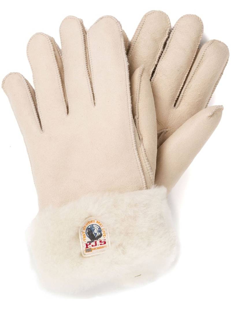 Parajumpers logo-patch shearling gloves - Neutrals von Parajumpers