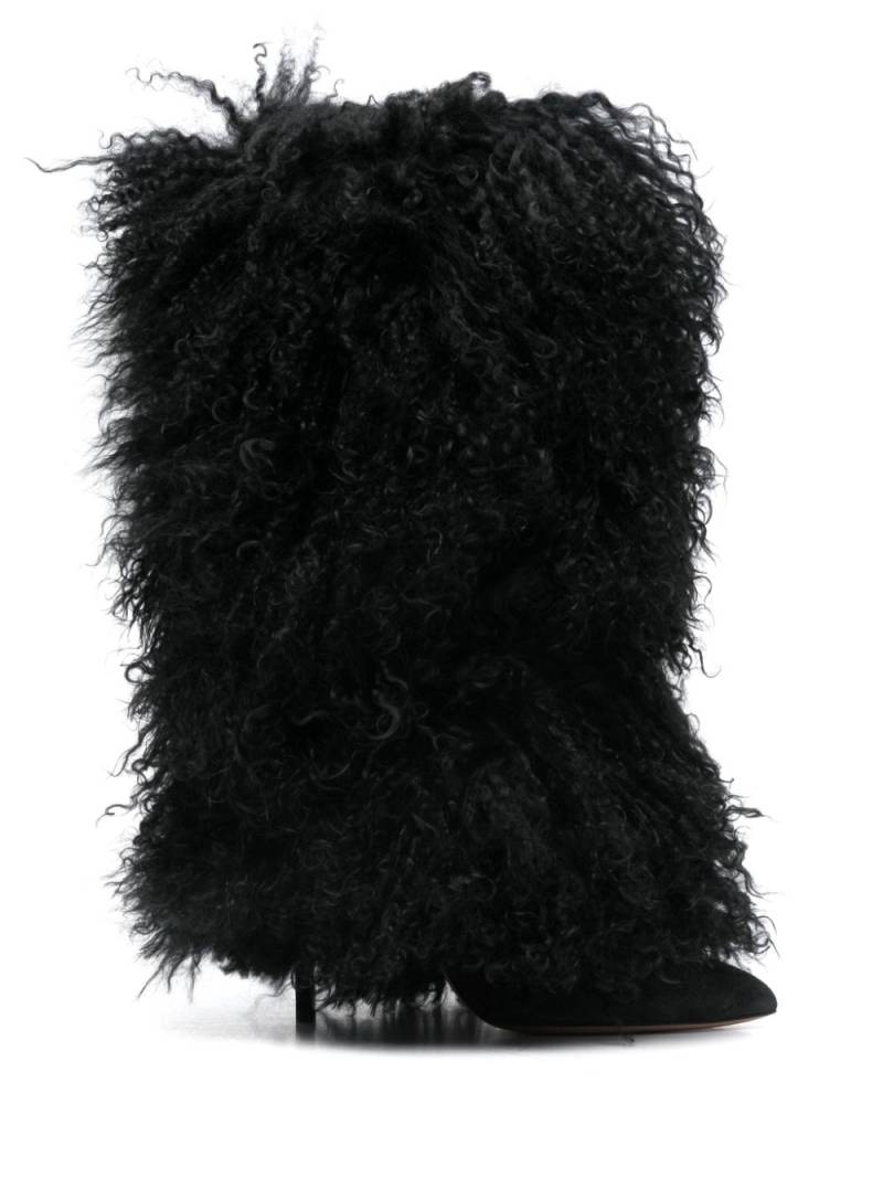 Paris Texas 105mm Furry Stiletto boots - Black von Paris Texas