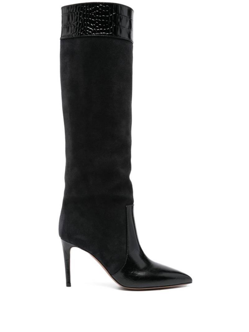 Paris Texas 85mm crocodile effect boots - Black von Paris Texas